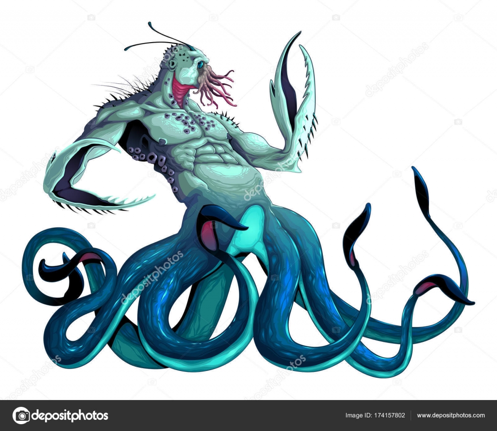 Monstre marin avec tentacules