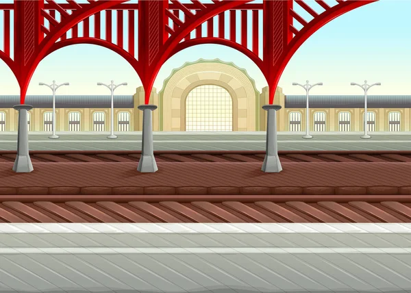 Demiryolları tren istasyonunda görüntüleyin — Stok Vektör