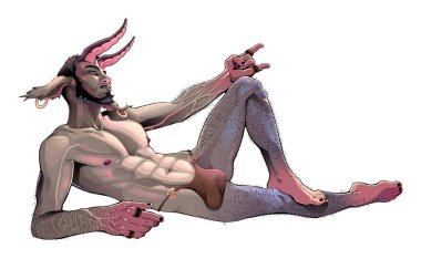 Faun uzandı.