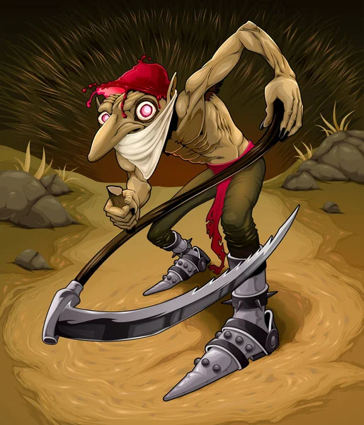 Ierse Boze Goblin Genaamd Red Cap Vector Horror Illustratie — Stockvector