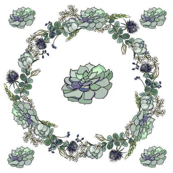 Couronne de mariage de succulents — Image vectorielle