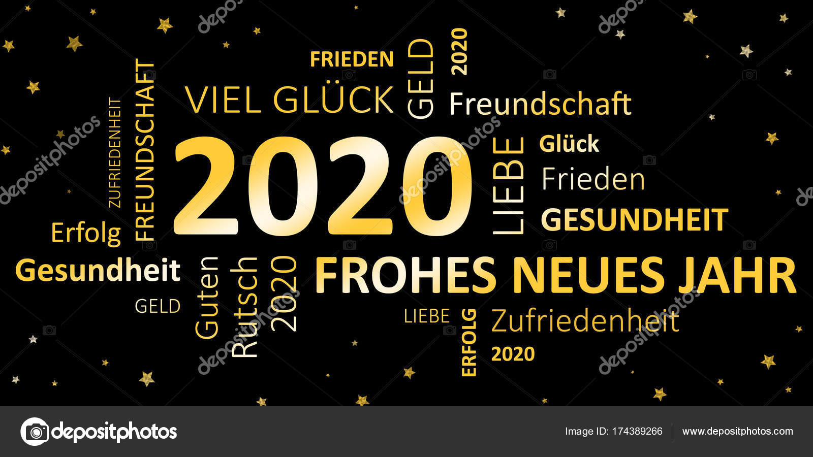 German new years card Happy new year 2020 and wishes Stock Photo ...