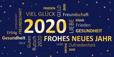 Yeni yıl Happy new year 2020 ve dilekler kartı