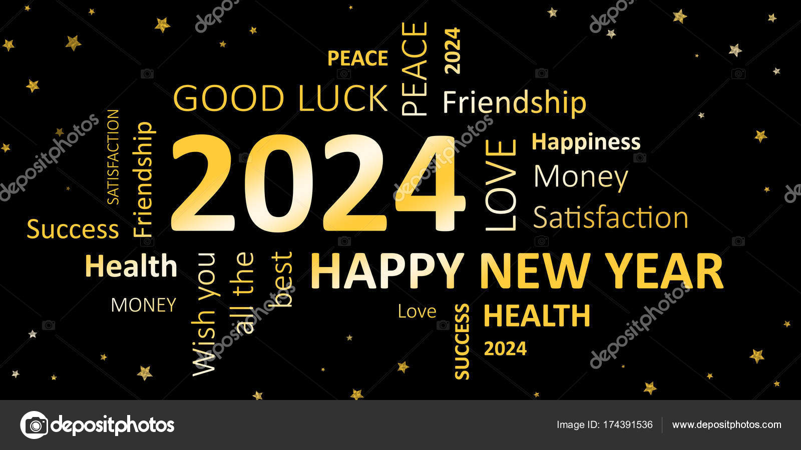 New years card Happy new year 2024 and wishes Stock Photo by ©JNaether
