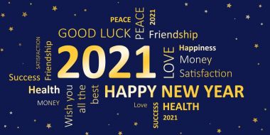 Yeni yıl Happy new year 2021 ve dilekler kartı