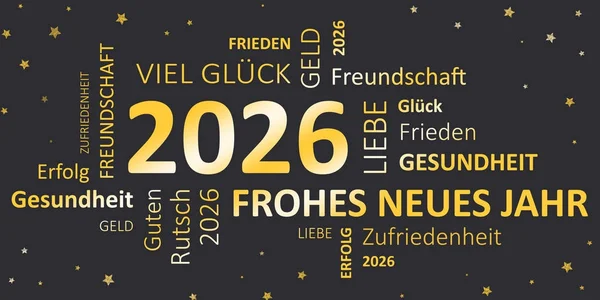 Neujahrskarte frohes neues Jahr 2026 und Wünsche — Stockfoto