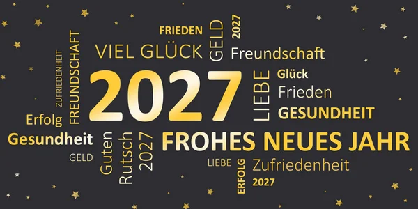 Neujahrskarte frohes neues Jahr 2027 und Wünsche — Stockfoto