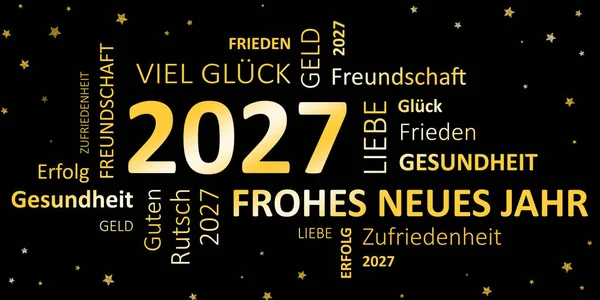 German new years card Happy new year 2027 and wishes — Stock Photo, Image