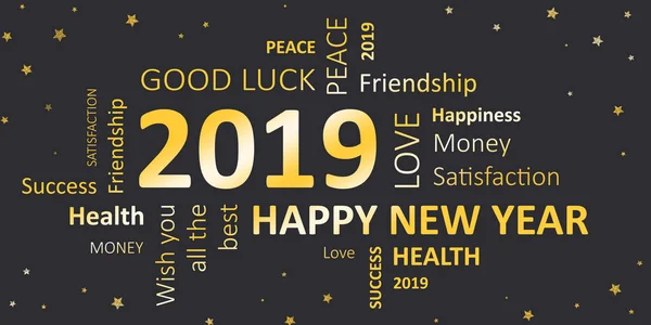Yeni yıl Happy new year 2019 ve dilekler kartı