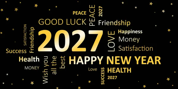 Nieuwe jaar kaart Happy new year 2019 en wensen ⬇ Stockfoto