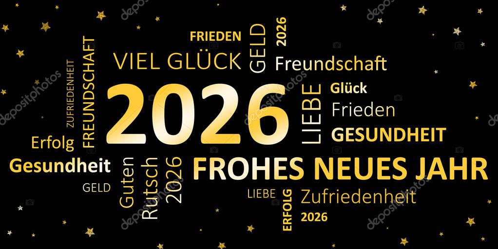 Deutschen Silvester Karte frohes neues Jahr 2026 und Wünsche