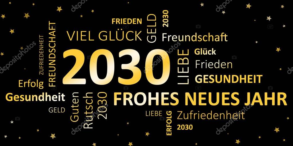 Duitse Nieuwjaren kaart Happy new year 2030 en wensen — Stockfoto