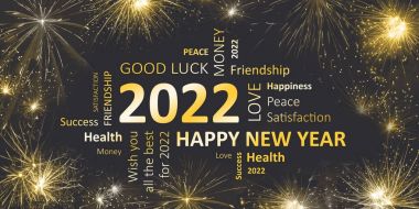 Yeni yıl Happy new year 2022 ve dilekler kartı