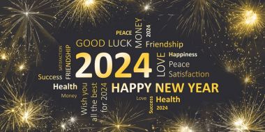 new years card Happy new year 2024 and wishes clipart