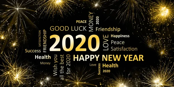 Yeni yıl Happy new year 2020 ve dilekler kartı