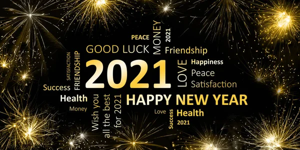 Yeni yıl Happy new year 2021 ve dilekler kartı