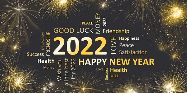 Yeni yıl Happy new year 2022 ve dilekler kartı
