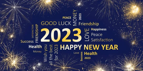 Cartão de Ano Novo 2023 com bons desejos — Fotografia de Stock