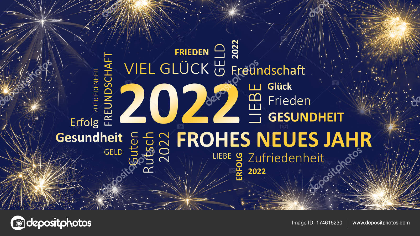 Neujahrskarte 2022 mit guten Wünschen Stockfotografie lizenzfreie