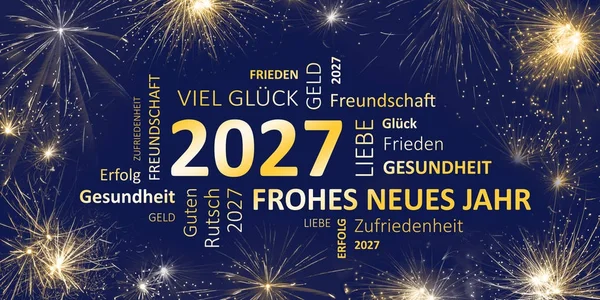 German New Years card 2027 with good wishes — Stock Photo, Image