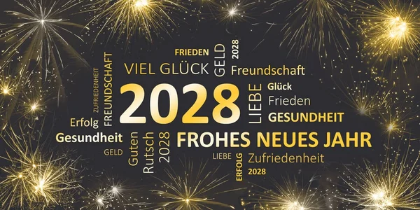 Cartão alemão para o ano novo 2028 — Fotografia de Stock