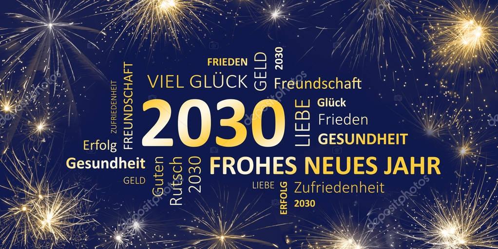Duitse New Years kaart 2030 met goede wensen — Stockfoto © JNaether