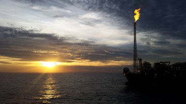 Sunset in Brazil's oil production clipart