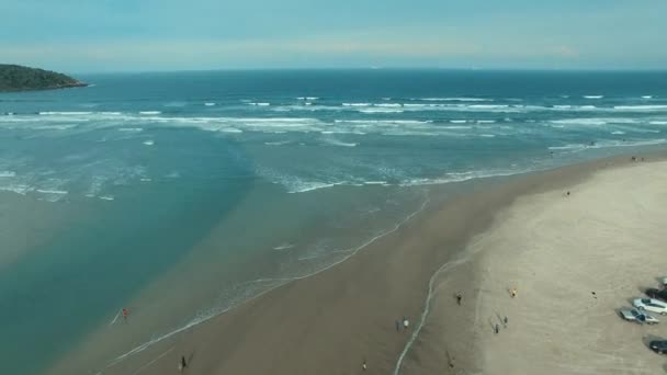 Med Fiske Netto Ibiraquera Beach Underbar Strand Santa Catarina Brasilien — Stockvideo