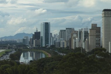 Sao Paulo Brazil, Marginal Pinheiros Avenue and the Pines River  clipart