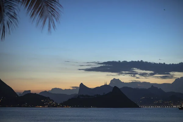 Pohled Západ Slunce Niteroi Rio Janeiro Brazílie — Stock fotografie