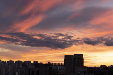 Güzel Sao Paulo manzarası günbatımı - Brezilya - Güney Amerika 