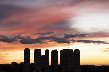 Güzel Sao Paulo manzarası günbatımı - Brezilya - Güney Amerika 