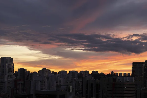 Mooie Sao Paulo Skyline Zonsondergang Brazilië Zuid Amerika — Stockfoto
