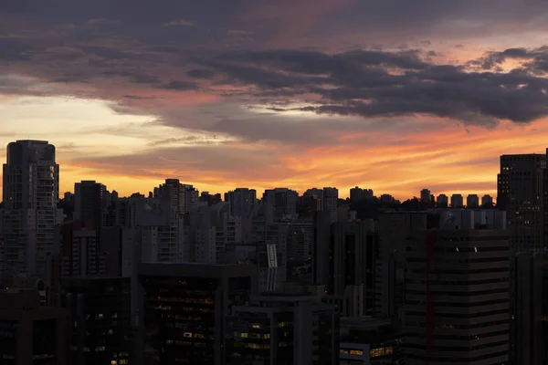 Mooie Sao Paulo Skyline Zonsondergang Brazilië Zuid Amerika — Stockfoto