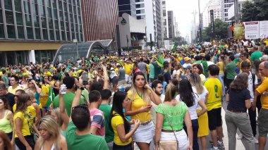 Dünyada yolsuzluğa karşı bir gösteri. Sao Paulo, Brezilya, Güney Amerika 'da yolsuzluğa karşı gösteri. 