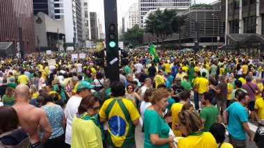 Dünyada yolsuzluğa karşı bir gösteri. Sao Paulo, Brezilya, Güney Amerika 'da yolsuzluğa karşı gösteri. 