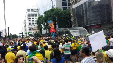 Dünyada yolsuzluğa karşı bir gösteri. Sao Paulo, Brezilya, Güney Amerika 'da yolsuzluğa karşı gösteri. 