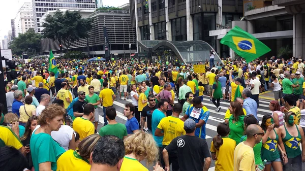 Demonstração Mundo Contra Corrupção Manifestação Contra Corrupção São Paulo Brasil — Fotografia de Stock