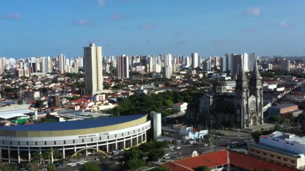 Fortaleza Centrale Markt Metropolitaanse Kathedraal Van Fortaleza Staat Ceara Brazilië — Stockvideo