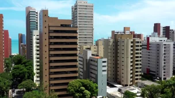 Nagranie Lotnicze Wysokiego Budynku Mieszkalnego Fortaleza City Brazylia Ameryka Południowa — Wideo stockowe