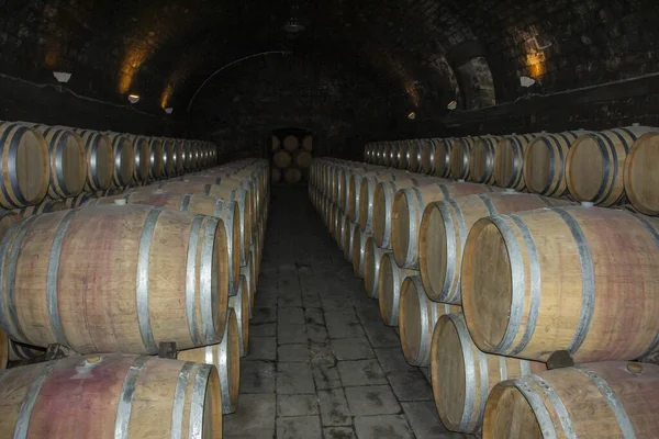 Oak Wine Barrels Wine Cellar Stock Picture