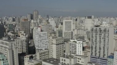 Kalabalık şehir konutu hava manzaralı. Şehir manzarası geçmişi. Sao Paulo şehri, Brezilya. 