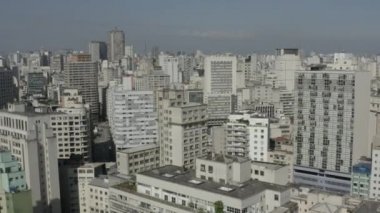 Kalabalık şehir konutu hava manzaralı. Şehir manzarası geçmişi. Sao Paulo şehri, Brezilya. 
