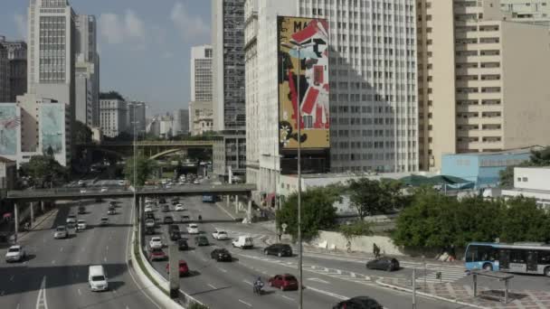 Cidade Grande Trânsito Pesado Grandes Avenidas Cidades São Paulo Brasil — Vídeo de Stock