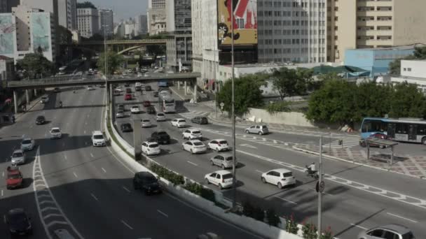 Cidade Grande Trânsito Pesado Grandes Avenidas Cidades São Paulo Brasil — Vídeo de Stock
