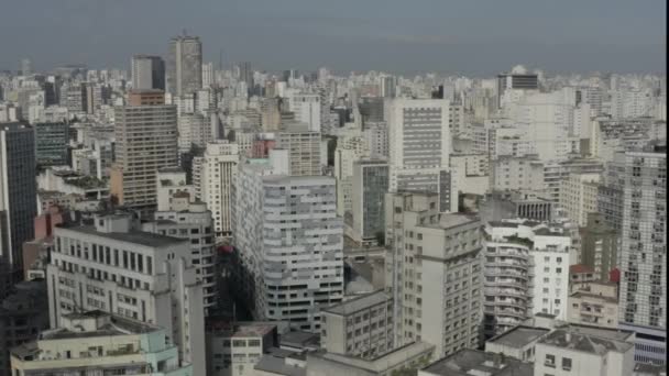 Vista Aérea Residencia Ciudad Abarrotada Fondo Del Paisaje Urbano Sao — Vídeos de Stock