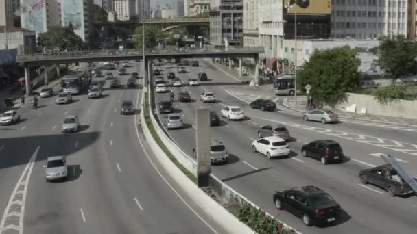 Grande Ville Circulation Dense Grandes Avenues Villes Sao Paulo Brésil — Video