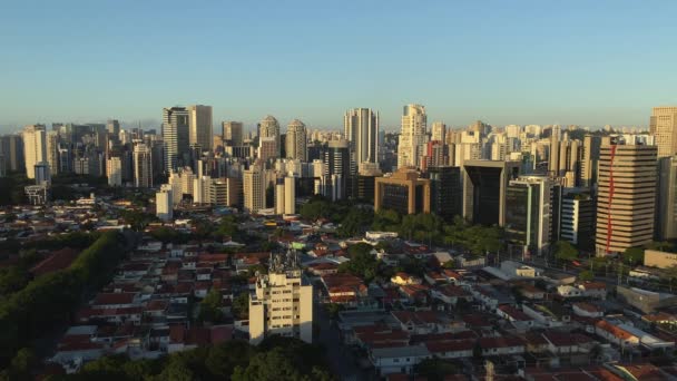 Kalabalık Şehir Konutu Hava Manzaralı Şehir Manzarası Geçmişi Sao Paulo — Stok video