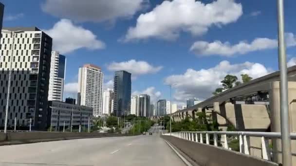 Bau Der Einschienenbahn Gold Journalist Roberto Marinho Avenue Sao Paulo — Stockvideo