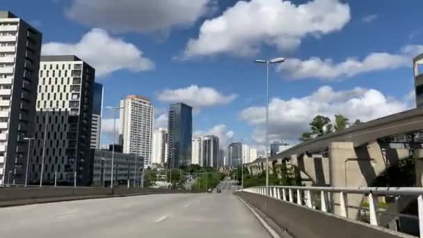 Výstavba Jednokolejného Systému Jednokolejka Gold Žurnalista Roberto Marinho Avenue Sao — Stock video